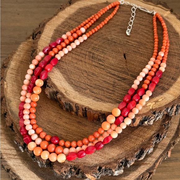 Jay King Dyed Coral and Sterling Silver Multi Strand Necklace - Picture 5 of 11